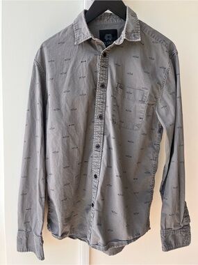 Djab Gray Long-Sleeve Button-Down Shirt with Micro Print